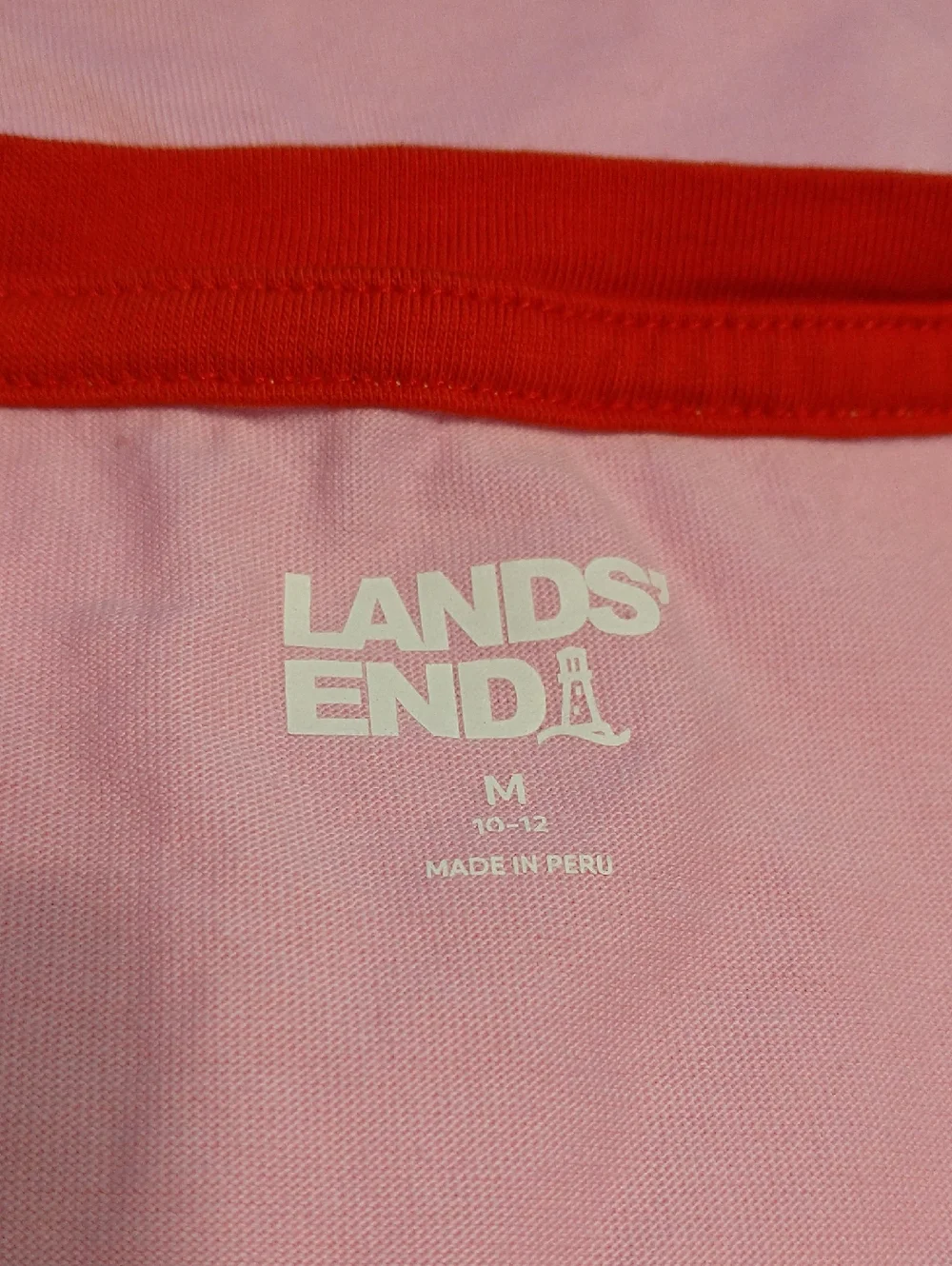 Lands' End Pink and Red Ringer Top - Picture 6 of 7